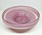 Mdina dikwandige glazen schaal met roze swirl, Malta., Antiek en Kunst, Ophalen of Verzenden