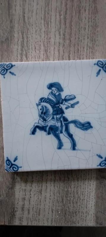 Delfts Blauw Tegeltje Ruiter 10x10cm beschikbaar voor biedingen