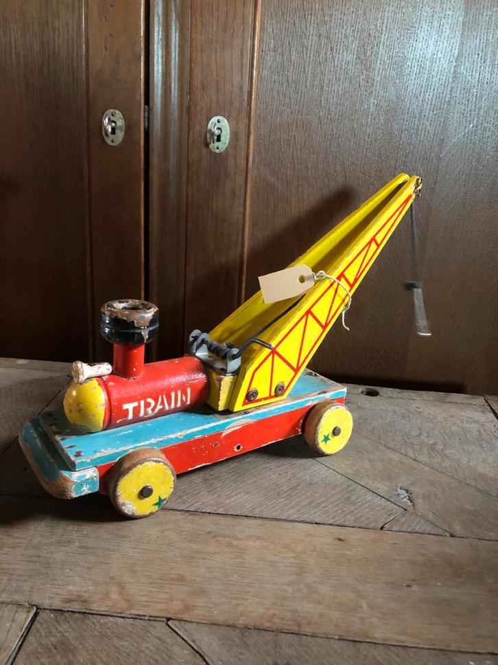 Antieke Houten Speelgoed Trein Takelwagen, Kinderen en Baby's, Speelgoed | Houten speelgoed, Gebruikt, Duw- of Trekspeelgoed, Ophalen of Verzenden