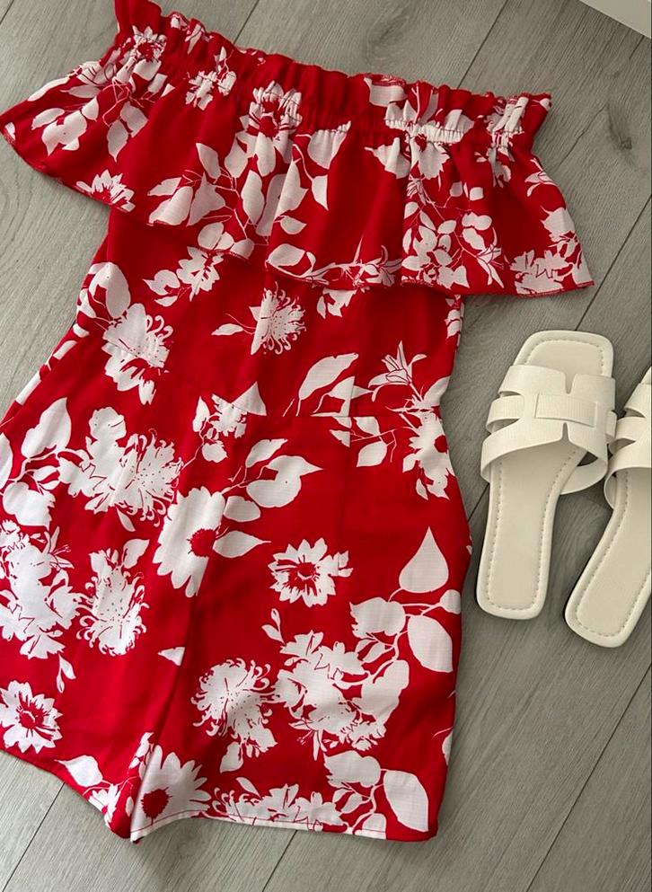 Playsuit met bloemenprint NIEUW, Kleding | Dames, Jurken, Nieuw, Maat 36 (S), Rood, Boven de knie, Ophalen of Verzenden