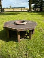 Mooie met koper belegde vuurtafel met koperen brasero, Ophalen, Koper