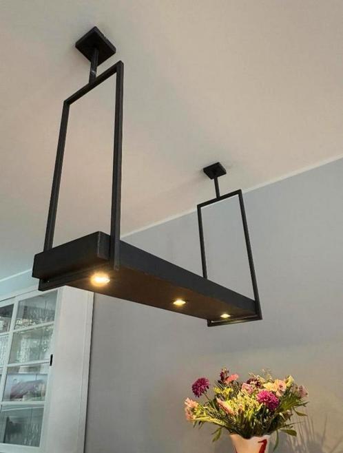 Industriële hanglamp zwart - Goossens, Huis en Inrichting, Lampen | Hanglampen, Zo goed als nieuw, 75 cm of meer, Metaal, Ophalen