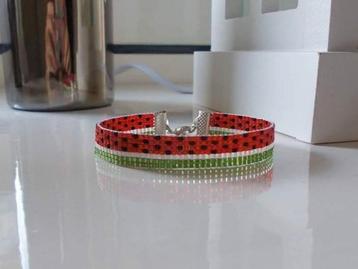 Miyuki delica geweven kralen armband watermeloen  beschikbaar voor biedingen