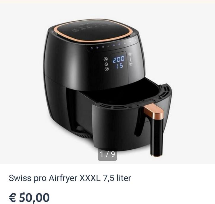 Swiss Pro Airfryer XXL 7,5L - Nieuw!, Witgoed en Apparatuur, Airfryers, Nieuw, Airfryer XXL, 1500 gram of meer, Ophalen of Verzenden