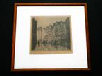 Oudezijds Achterburgwal Anton Pieck Amsterdam 1917 ets, Antiek en Kunst, Kunst | Etsen en Gravures, Ophalen of Verzenden