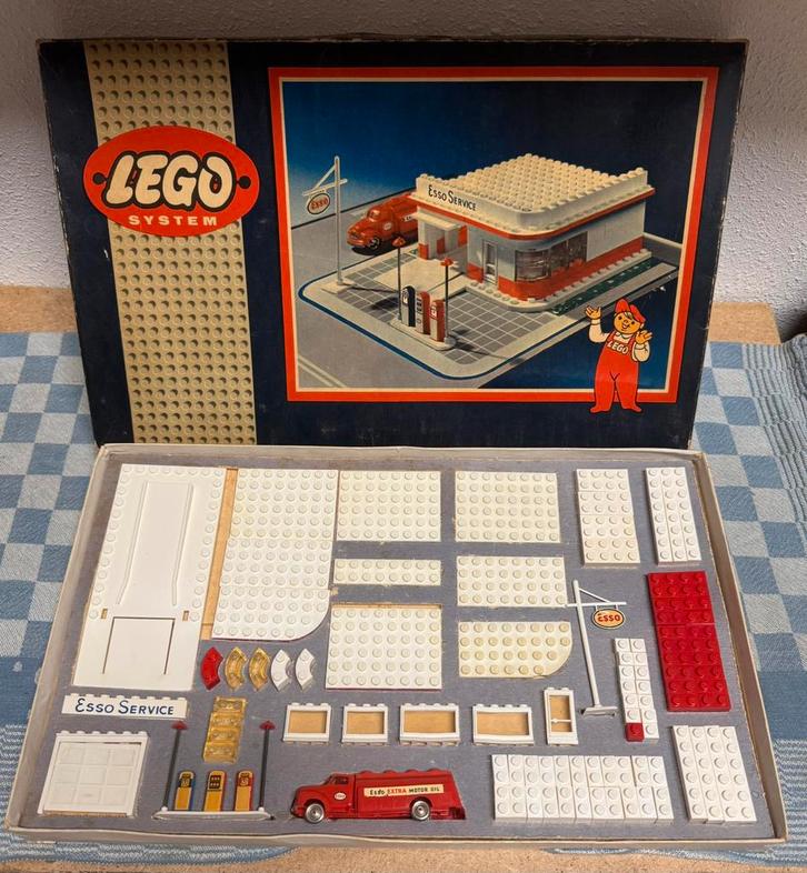 Oude lego ESSO Service set 2 versie jaren 50 vintage 1:87, Kinderen en Baby's, Speelgoed | Duplo en Lego, Gebruikt, Lego, Complete set