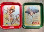 Twee retro Coca-Cola dienbladen, Ophalen of Verzenden, Gebruikt, Rond, Metaal