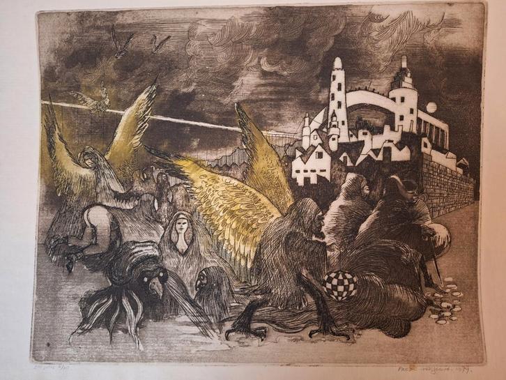 Ets met Engelen, Antiek en Kunst, Kunst | Etsen en Gravures, Ophalen of Verzenden