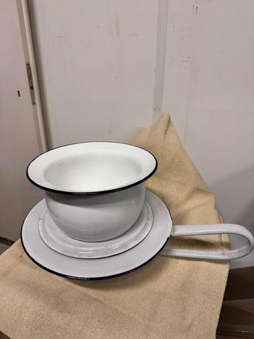 Vintage Emaille Kamerpot & Bedpan Set beschikbaar voor biedingen