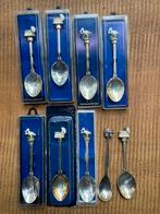 Tk geboorte lepeltjes wieg ooievaar silver plated, Ophalen, Zo goed als nieuw, Metaal, Bestek