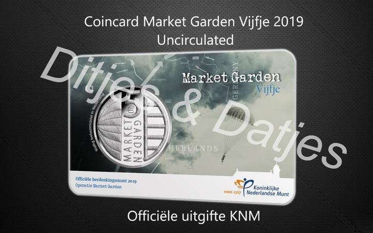 Market Garden Vijfje in coincard KNM, Postzegels en Munten, Munten | Nederland, Euro's, Koningin Beatrix, Ophalen of Verzenden