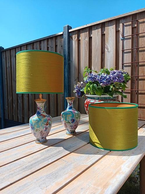 Cloisonné-vaaslampen, Huis en Inrichting, Lampen | Lampenkappen, Nieuw, Minder dan 25 cm, Rond, Blauw, Groen, Ophalen of Verzenden