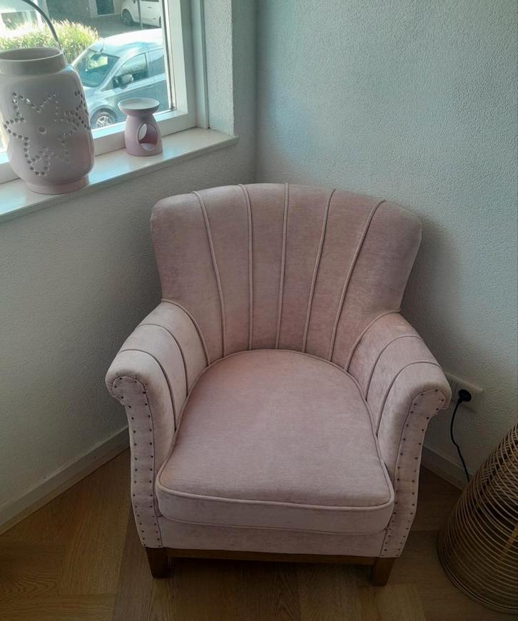 Riviera Maison roze stoel ZGAN Koopje, Huis en Inrichting, Fauteuils, Zo goed als nieuw, 50 tot 75 cm, 75 tot 100 cm, Ophalen