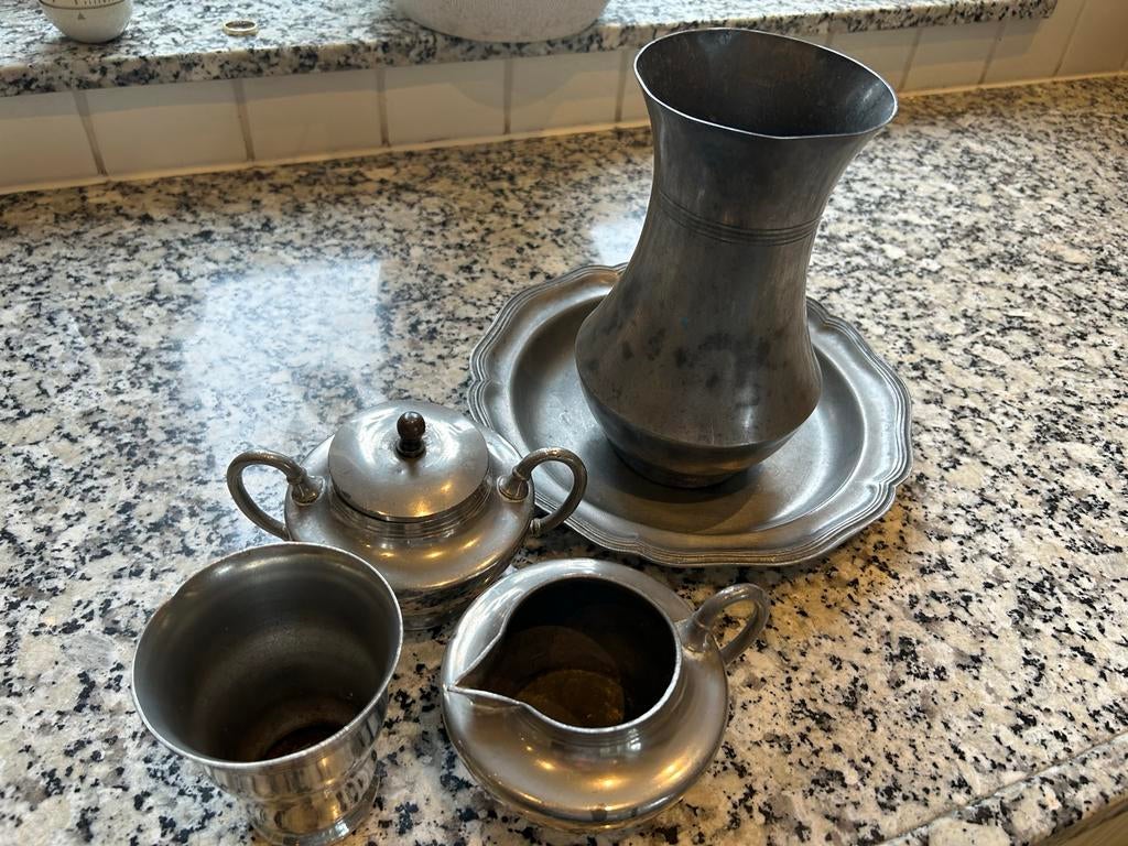 Tinnen servies set voor de verzamelaar, Antiek en Kunst, Ophalen
