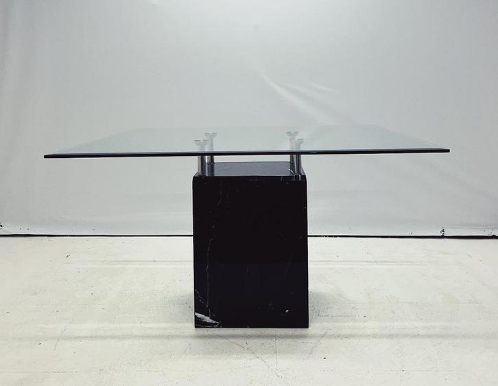 Vintage Eettafel Marmer Glas, Huis en Inrichting, Tafels | Eettafels, Gebruikt, 100 tot 150 cm, 100 tot 150 cm, Vier personen