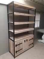 Robuuste Steigerhouten Kast met Metalen Frame, 100 tot 150 cm, Ophalen of Verzenden, Metaal, 25 tot 50 cm