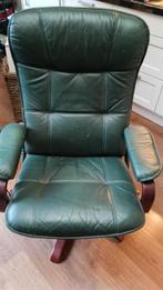 Groene relaxfauteuil draait en kan naar achteren, Huis en Inrichting, Fauteuils, Ophalen, Zo goed als nieuw, Minder dan 75 cm