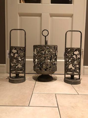 NIEUW! Prachtige set kandelaar windlicht lantaarn rustiek beschikbaar voor biedingen