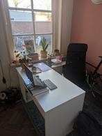 LEX hoek bureau met opslagruimtes, Ophalen, Zo goed als nieuw, Wit, Hout