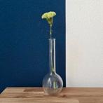 Transparante glazen vaas / flesvaas, Huis en Inrichting, Woonaccessoires | Vazen, Overige kleuren, Ophalen of Verzenden, Minder dan 50 cm