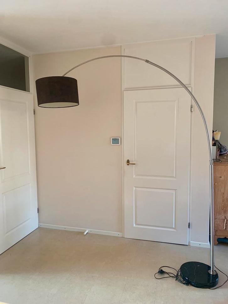 Booglamp, Huis en Inrichting, Lampen | Vloerlampen, Gebruikt, 200 cm of meer, Metaal, Stof, Ophalen