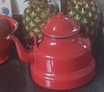 BROCANTE OUDE Emaille ROOD EMAILLE ❌❗KETEL / THEE POT, Ophalen of Verzenden