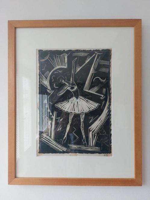 Herman Bieling - Ballerina Houtsnede, Antiek en Kunst, Kunst | Etsen en Gravures, Ophalen of Verzenden
