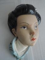 Ouderwetse gipsen hanger met gezicht van geisha, Ophalen of Verzenden