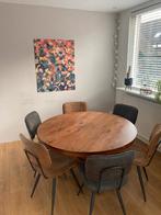 Ronde eettafel teak, Huis en Inrichting, Tafels | Eettafels, Ophalen, Gebruikt, Vijf personen of meer, 100 tot 150 cm