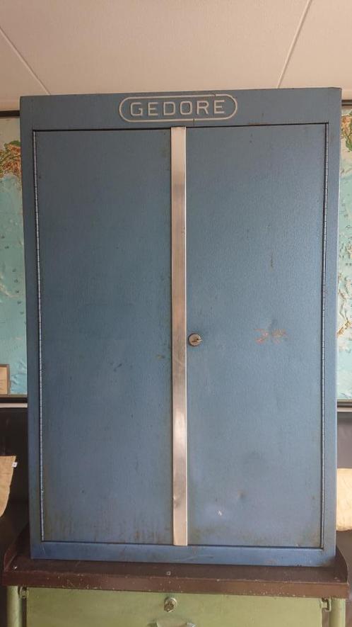 Industriële blauwe Gedore wandkast van staal, met 3 lades, Huis en Inrichting, Kasten | Wandmeubels, Gebruikt, Minder dan 100 cm