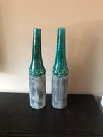 2 Turquoise vazen, Ophalen, Blauw, Aardewerk of Porselein, Zo goed als nieuw