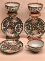 Antiek Chinees porselein kop en schotel 3x Kanton, Ophalen of Verzenden