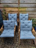 4 IKEA Falholmen tuinstoelen + kussens & tas, Ophalen, Gebruikt, Hout
