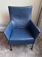 Charley Stoel Montis Blauwe leren fauteuil. First generation, Ophalen, Gebruikt, Minder dan 75 cm, Modern