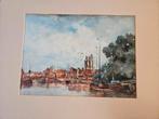 Schitterende aquarel met gezicht op de haven van Dordrecht, Verzenden