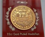 Ipswich 22 Karaat Goud Vergulde Medaillon met Zeilboot Schip, Goud, Ophalen of Verzenden
