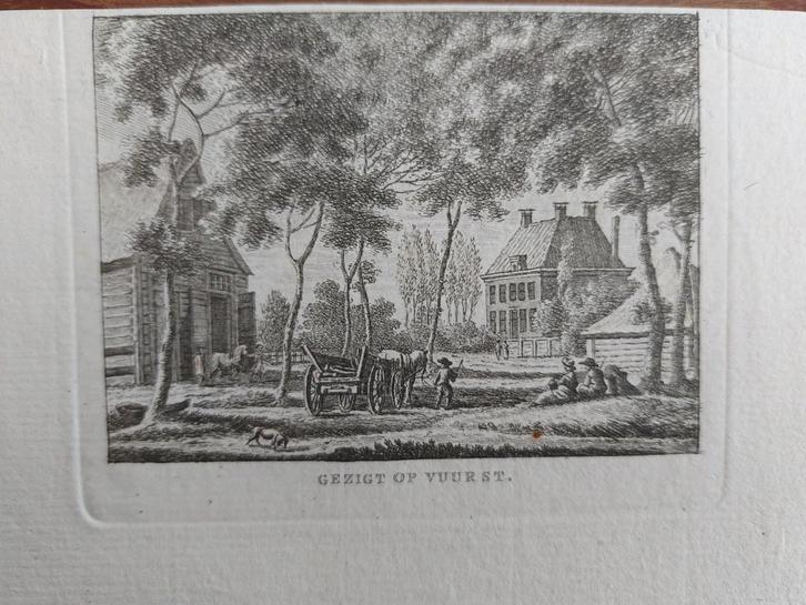 220 / Gezicht op Vuurst - Lage Vuursche Gravure uit 18e eeuw, Antiek en Kunst, Kunst | Etsen en Gravures, Ophalen of Verzenden