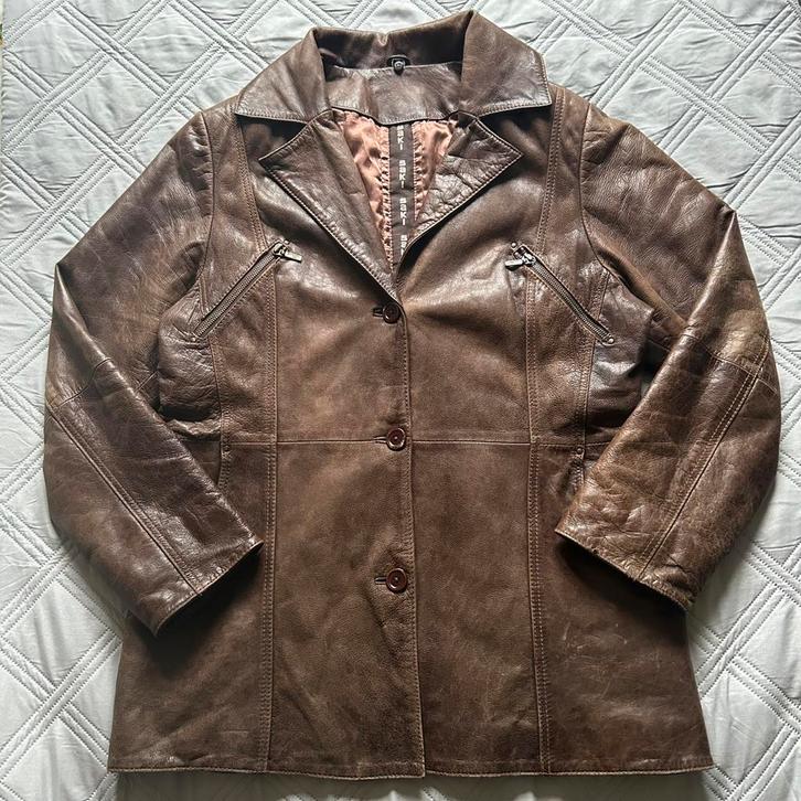 Saki Leren Jas - Bruin, Kleding | Dames, Jassen | Winter, Gedragen, Maat 42/44 (L), Bruin, Ophalen of Verzenden