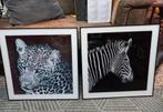 2 schilderijen met zwart wit print, 50x50, Ophalen, Minder dan 50 cm, Zo goed als nieuw, Minder dan 50 cm