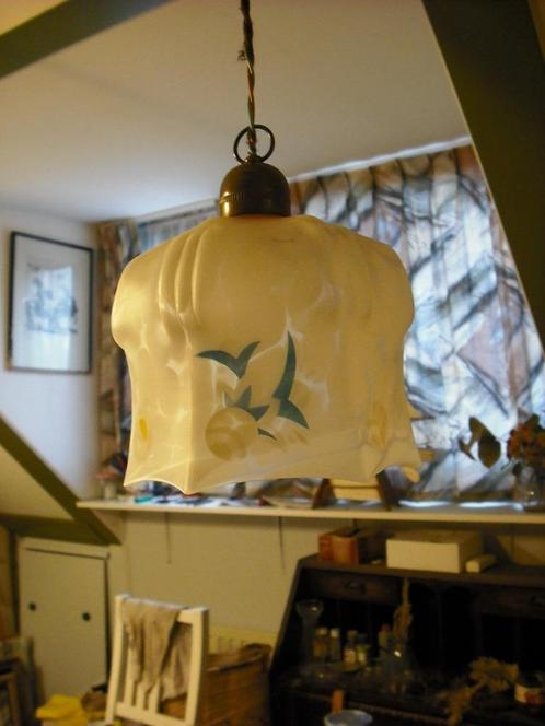 schitterende Brocante Keuken- Hallampje,(adv.226E), Huis en Inrichting, Lampen | Hanglampen, Gebruikt, Minder dan 50 cm, Glas