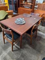 Vintage Mid-Century Deense eettafel uitschuifbaar teak, Ophalen, Gebruikt, 100 tot 150 cm, Teakhout