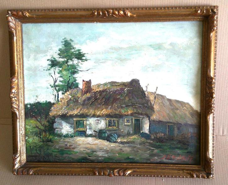 Boerderij ca. 1930 - J.H. Wolhoff (1881-1941), Antiek en Kunst, Kunst | Schilderijen | Klassiek, Ophalen of Verzenden