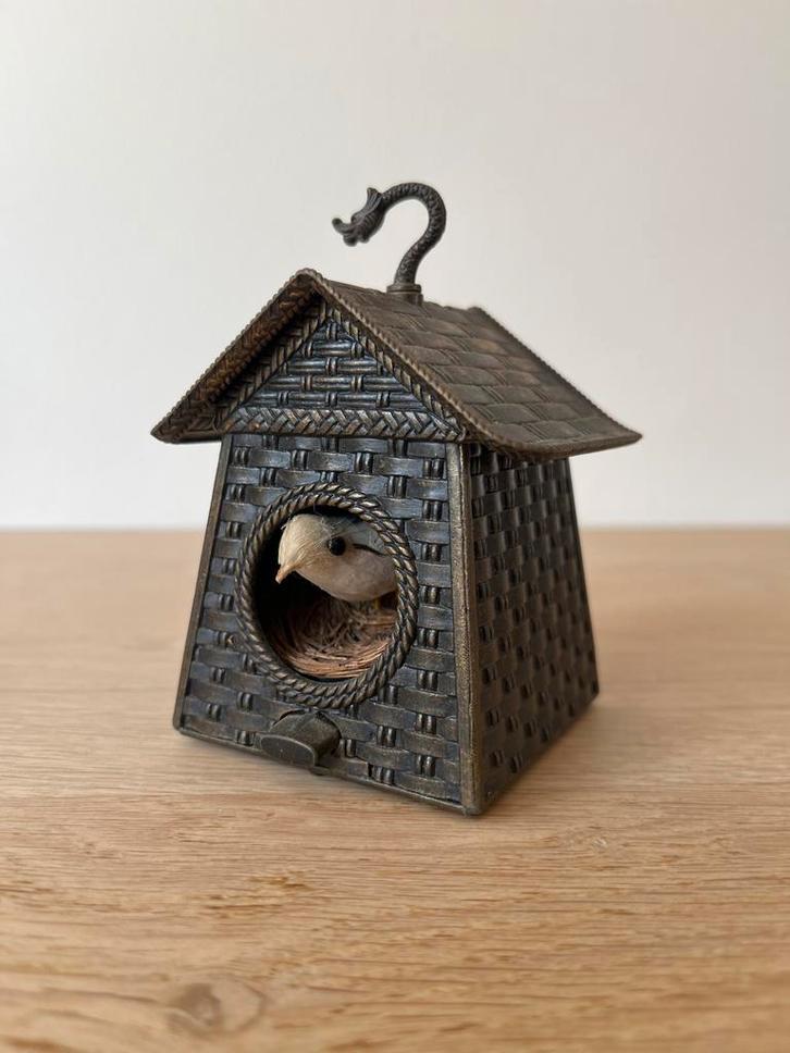 Antiek Bronzen aansteker in vorm van Vogelhuisje, Antiek en Kunst, Antiek | Koper en Brons, Brons, Ophalen of Verzenden