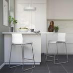 4 * Ikea GLENN  Bar stool, white/chrome-plated  66 cm, 60 tot 90 cm, Zo goed als nieuw, Ophalen, 4 krukken