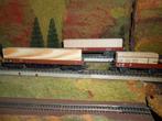 Märklin 4514 4473 4423 lage boord wagons met houtlading, Wisselstroom, Ophalen of Verzenden, Märklin, Gebruikt