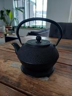 Zwarte Bredemeijer theepot met onderzetter en zeef, Ophalen, Zo goed als nieuw