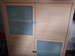 Houten kast met glazen deuren, Ophalen, 100 tot 150 cm, Glas, Modern