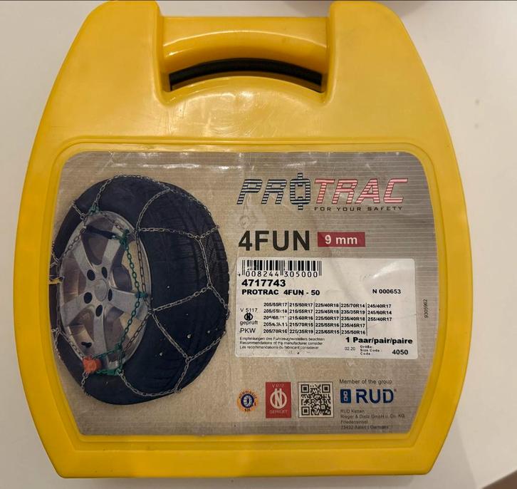 Sneeuwkettingen 9mm - Protac 4FUN - Zo goed als nieuw, Auto diversen, Sneeuwkettingen, Zo goed als nieuw, Ophalen of Verzenden