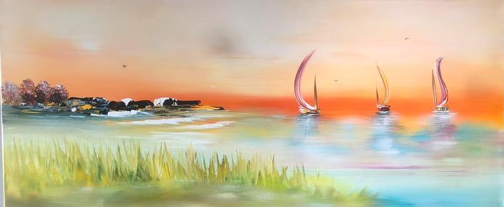 Gena Gennadyj- Sailing- Handgeschilderd- Uniek, Antiek en Kunst, Kunst | Schilderijen | Modern, Ophalen of Verzenden