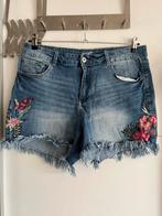 Korte geborduurde jeans maat XL, Verzenden, Zo goed als nieuw, Blauw, Overige jeansmaten